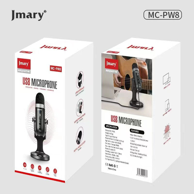 Jmary MC-PW8 Gürültü Önleyici Anti-Şok Teknoloji Tak Çalıştır Ekolu Stüdyo Mikrofon Siyah