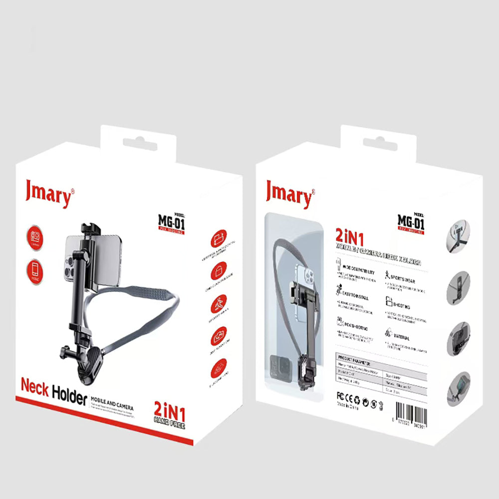 Jmary MG-01 2in1 Eller Serbest Boyun Askılı Telefon Tutucu Siyah