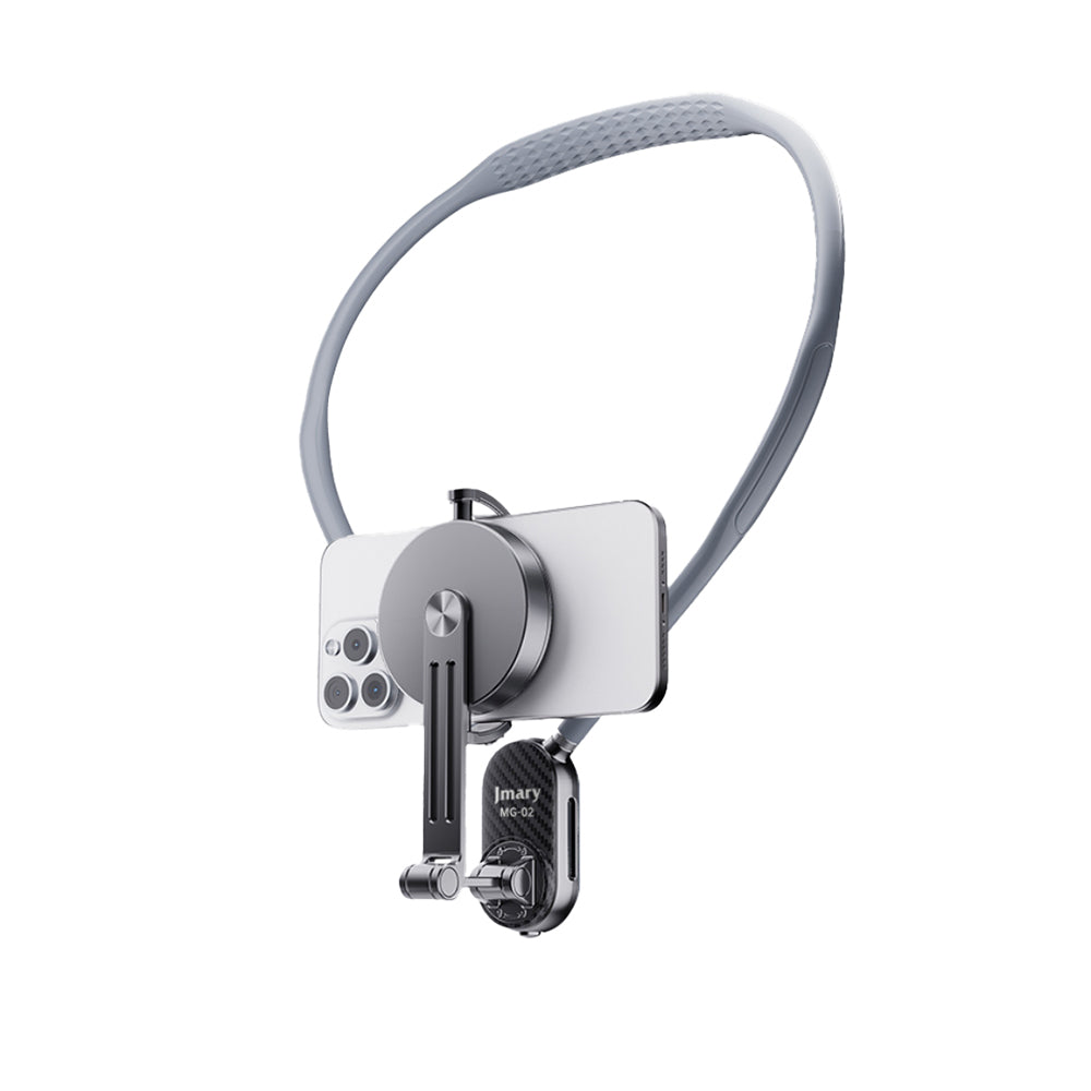 Jmary MG-02 2in1 Eller Serbest Magnetik Boyun Askılı Telefon Tutucu Gri