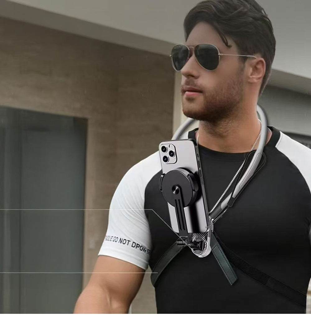 Jmary MG-02 2in1 Eller Serbest Magnetik Boyun Askılı Telefon Tutucu Gri