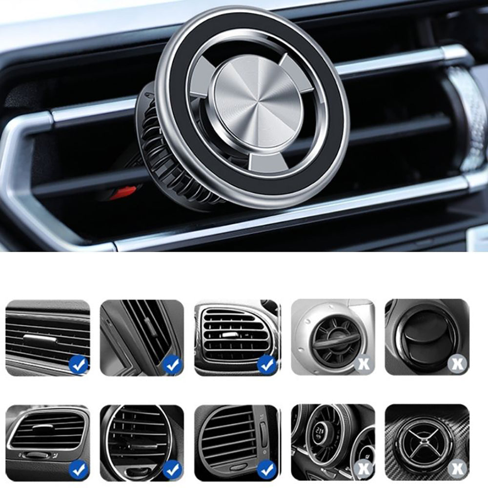 Jmary MH-77 Magnetik 360 Derece Oynar Başlıklı Telefon Tutucu Havalandırma Tasarım Gri