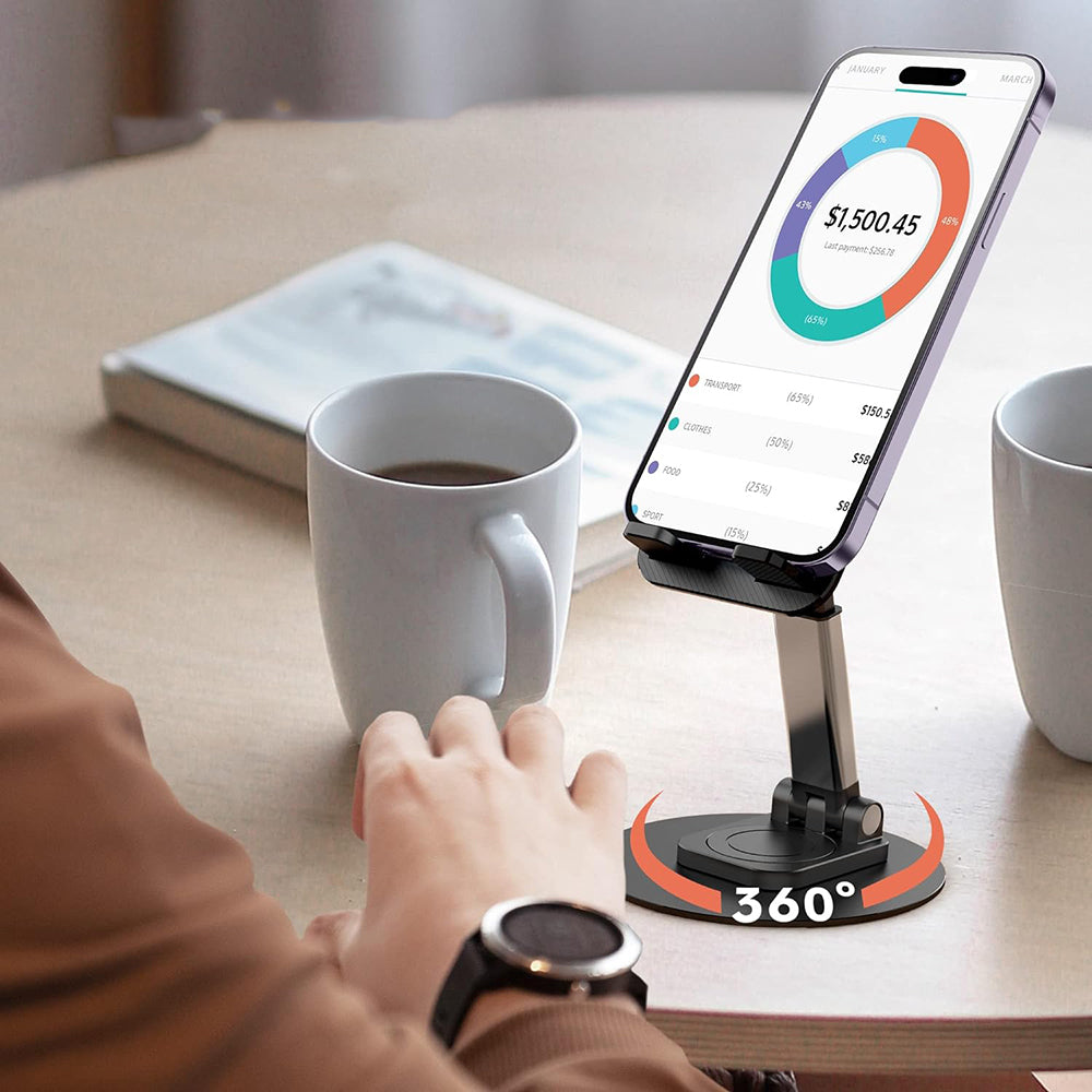 Jmary MK-59 Ayarlanabilir Katlanabilir 360 Derece Dönebilen Telefon ve Tablet Standı Siyah