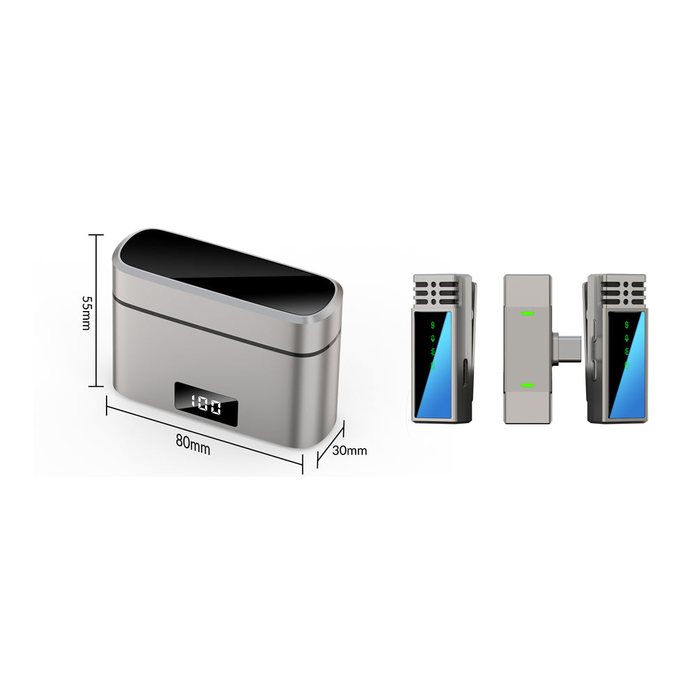 Jmary MW-15 Type-C Portlu Kablosuz Yaka Mikrofonu Gri