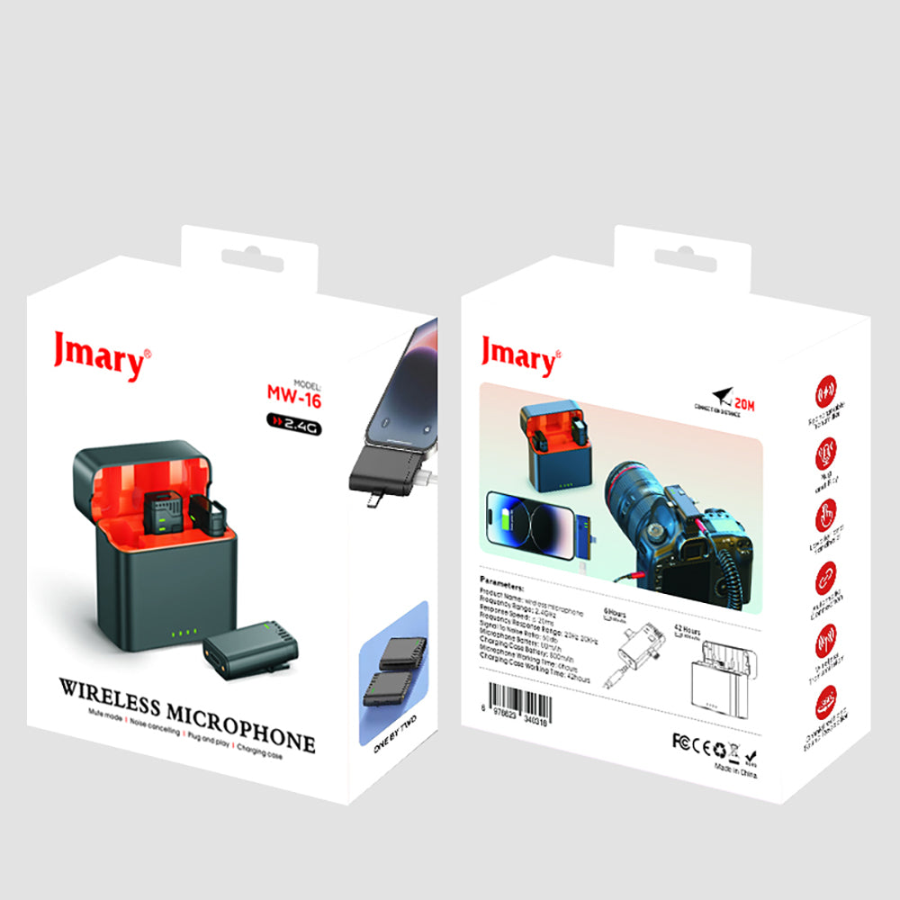 Jmary MW-16 3 in 1 Kablosuz Yaka Mikrofonu Siyah