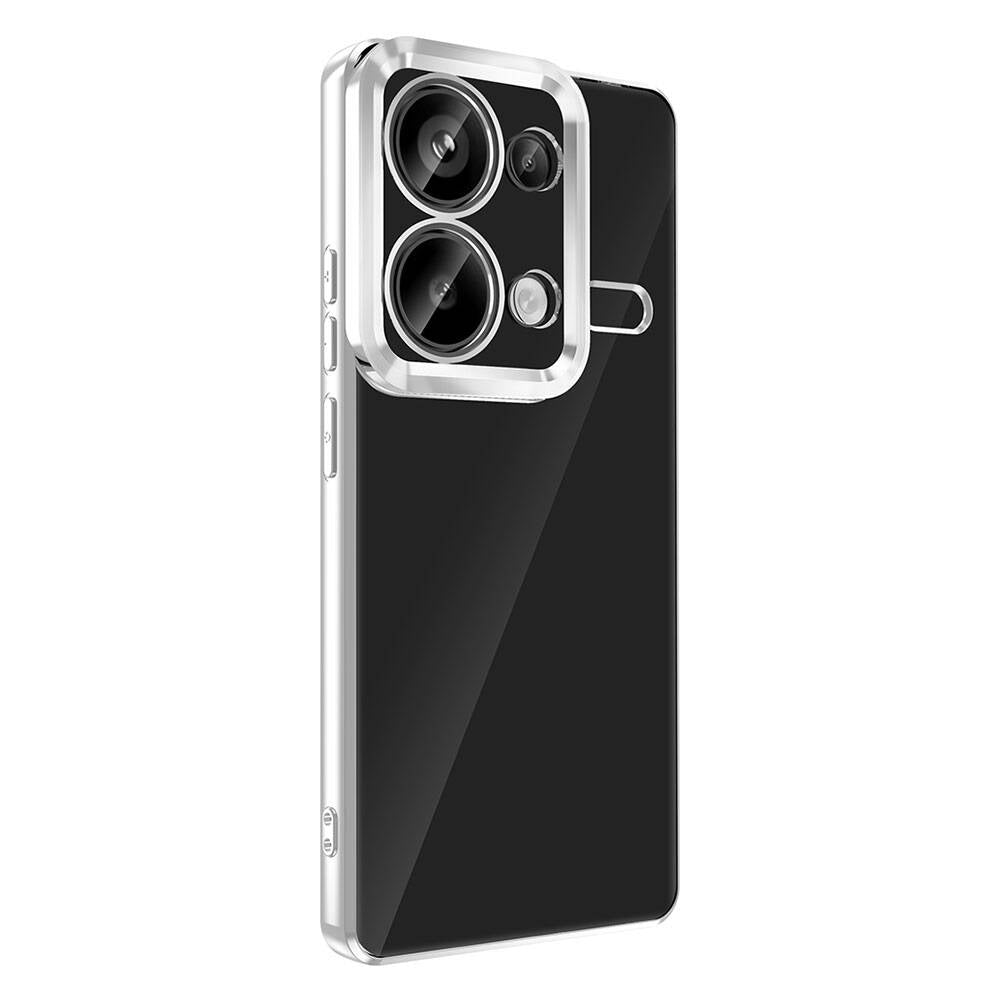 Xiaomi Redmi Note 13 Pro 4G Case Camera Protection Logo Showing Zore Omega Cover Silver 