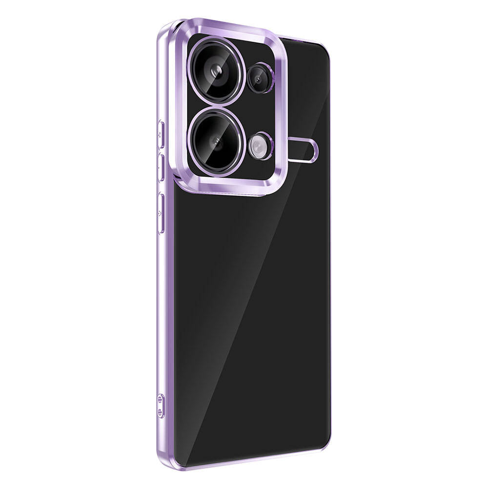 Xiaomi Redmi Note 13 Pro 4G Case Camera Protection Logo Showing Zore Omega Cover Deep Purple 