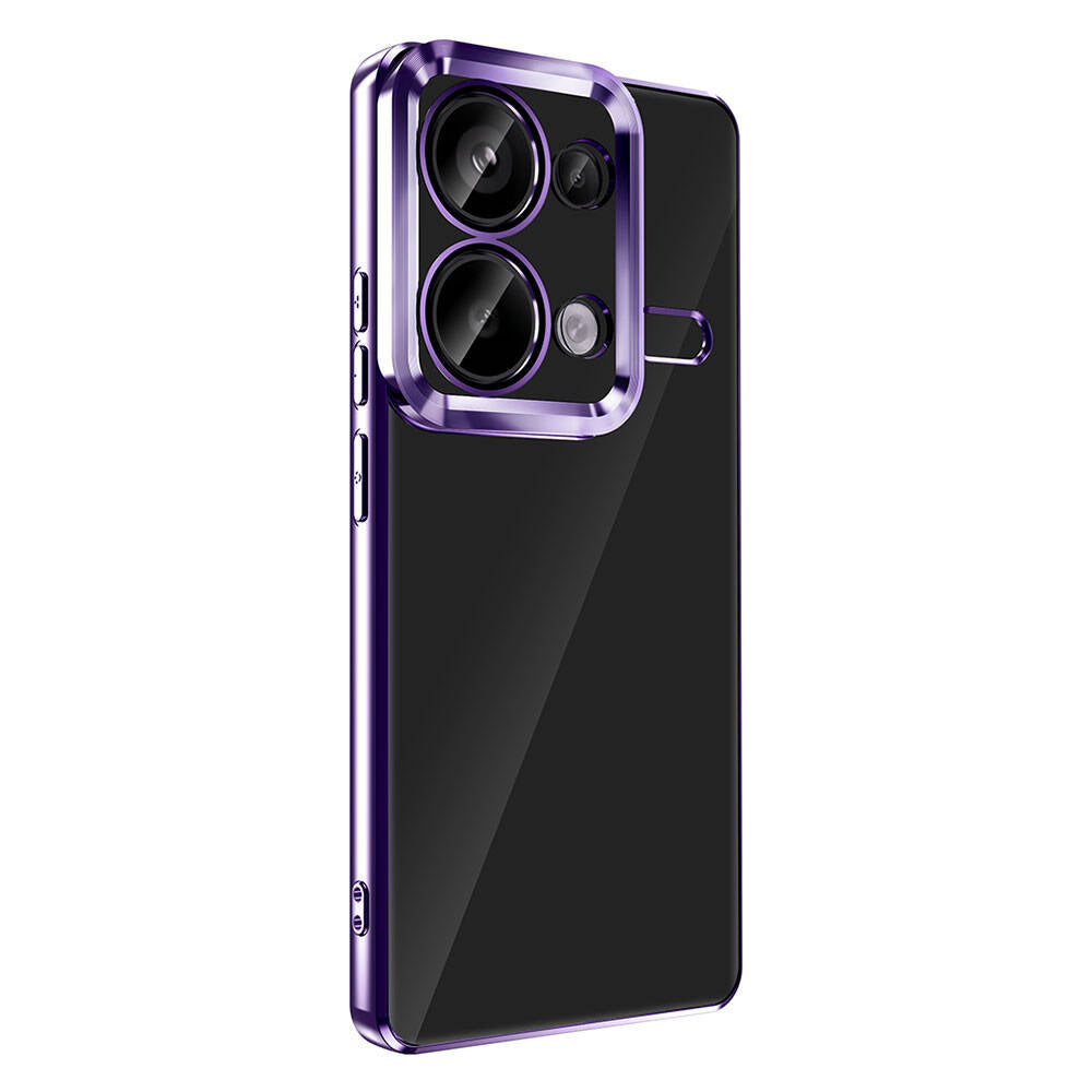 Xiaomi Redmi Note 13 Pro 4G Case Camera Protection Logo Showing Zore Omega Cover Deep Purple 