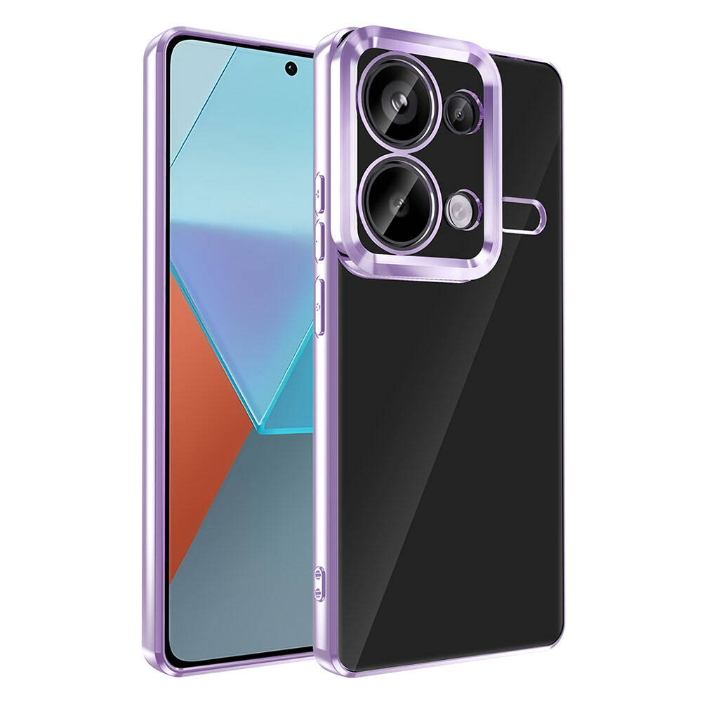 Xiaomi Redmi Note 13 Pro 4G Case Camera Protection Logo Showing Zore Omega Cover Lilac 