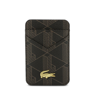 Lacoste Orjinal Lisanslı 2 Hazneli PVC Karışık Monogram Desenli Magnetik Kartlık
