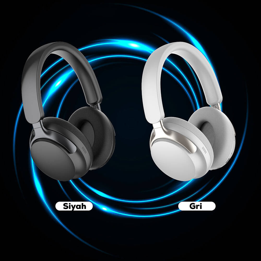 Lapas LP-HD001 ANC Özellikli Kulak Üstü Bluetooth v5.4 Kulaklık Gri