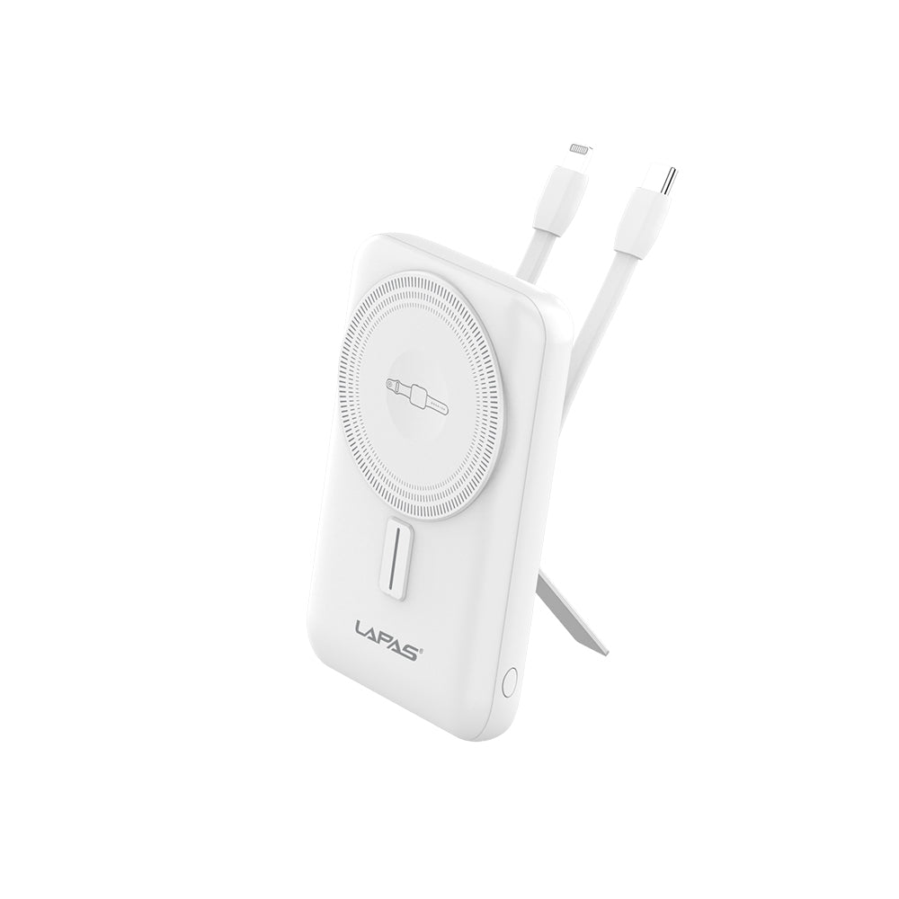 Lapas LP-PW004 Akıllı Saat Kablosuz Şarj Özellikli Wireless Powerbank 10000mAh 15W Beyaz