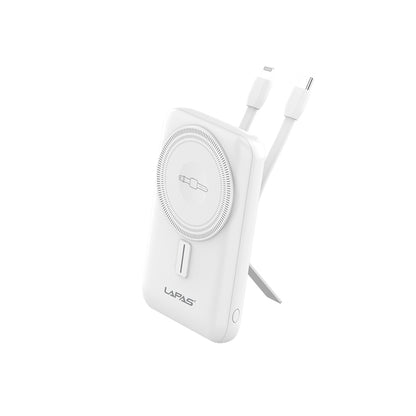 Lapas LP-PW004 Akıllı Saat Kablosuz Şarj Özellikli Wireless Powerbank 10000mAh 15W Beyaz
