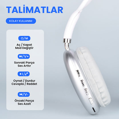 Lapas P10 Hi-Fi Ses Kalitesi Ayarlanabilir ve Katlanabilir Kulak Üstü Bluetooth Kulaklık Yeşil