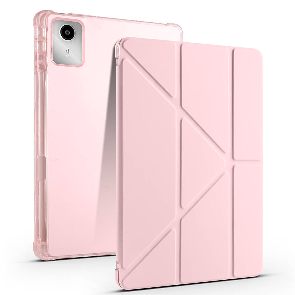 Lenovo M11 TB-330FU Case Zore Tri Folding Stand Case with Pen Compartment Rose Gold 