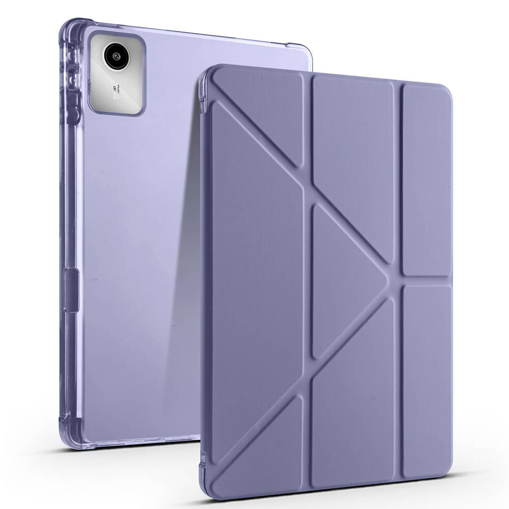Lenovo M11 TB-330FU Case Zore Tri Folding Stand Case with Pen Compartment Purple 