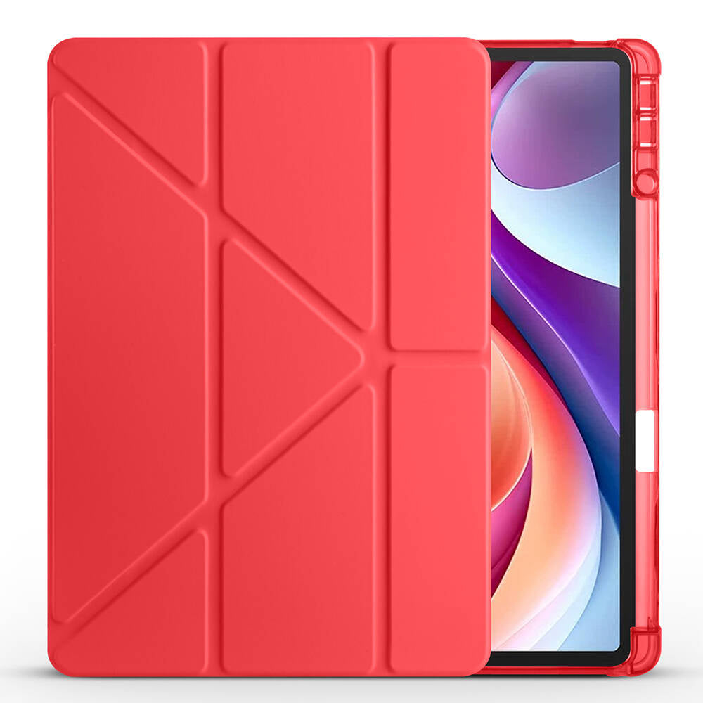 Lenovo M11 TB-330FU Case Zore Tri Folding Stand Case with Pen Compartment Red 