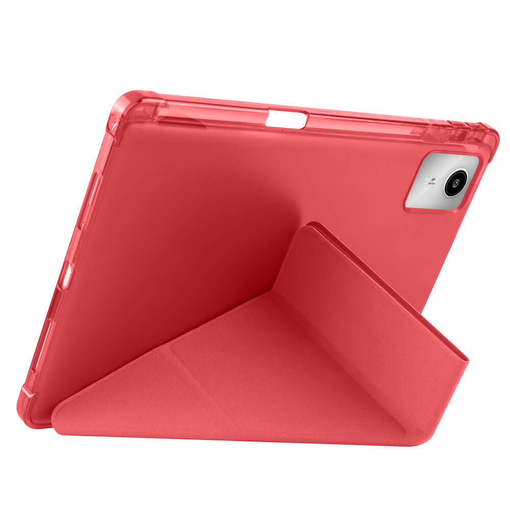 Lenovo M11 TB-330FU Case Zore Tri Folding Stand Case with Pen Compartment Red 