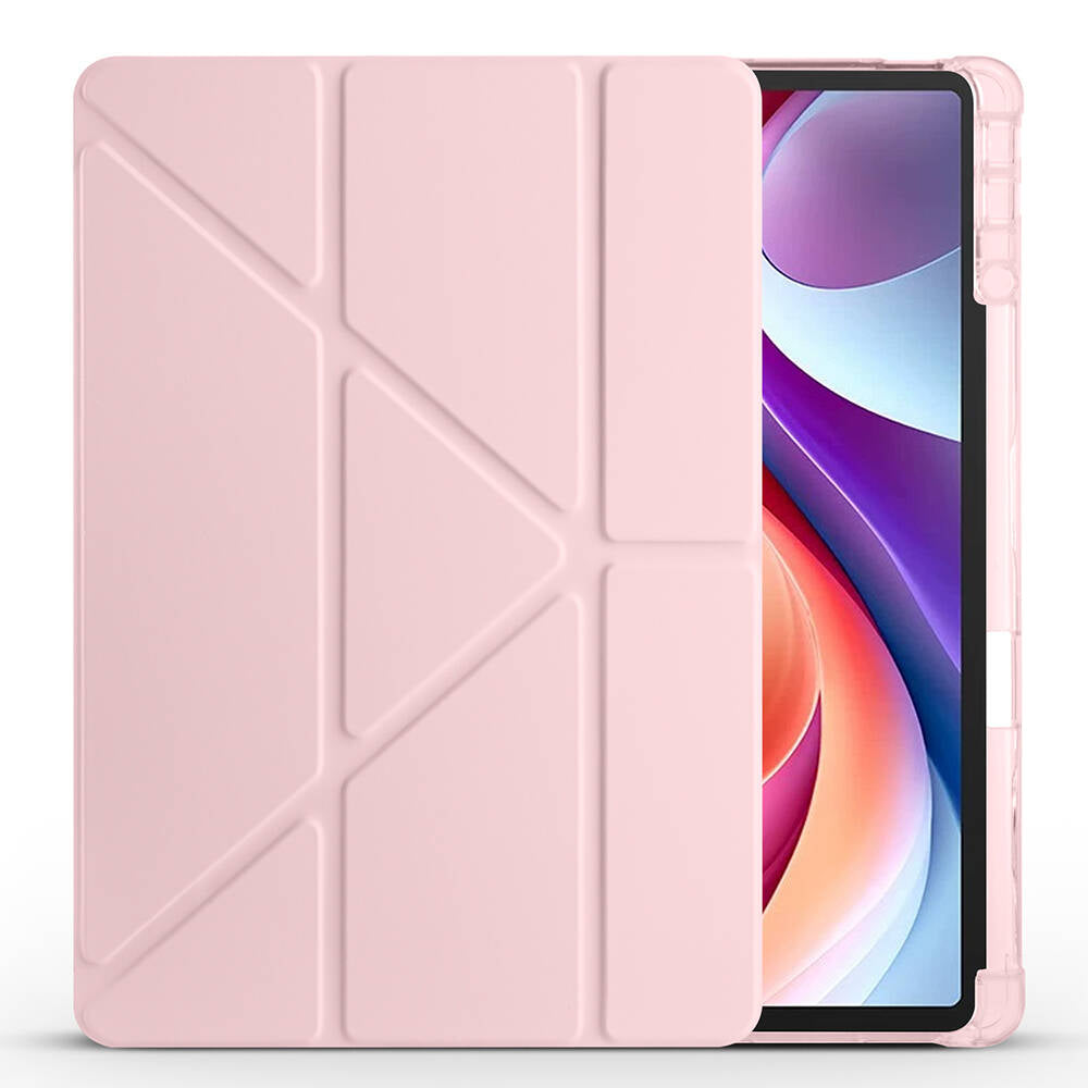 Lenovo M11 TB-330FU Case Zore Tri Folding Stand Case with Pen Compartment Rose Gold 