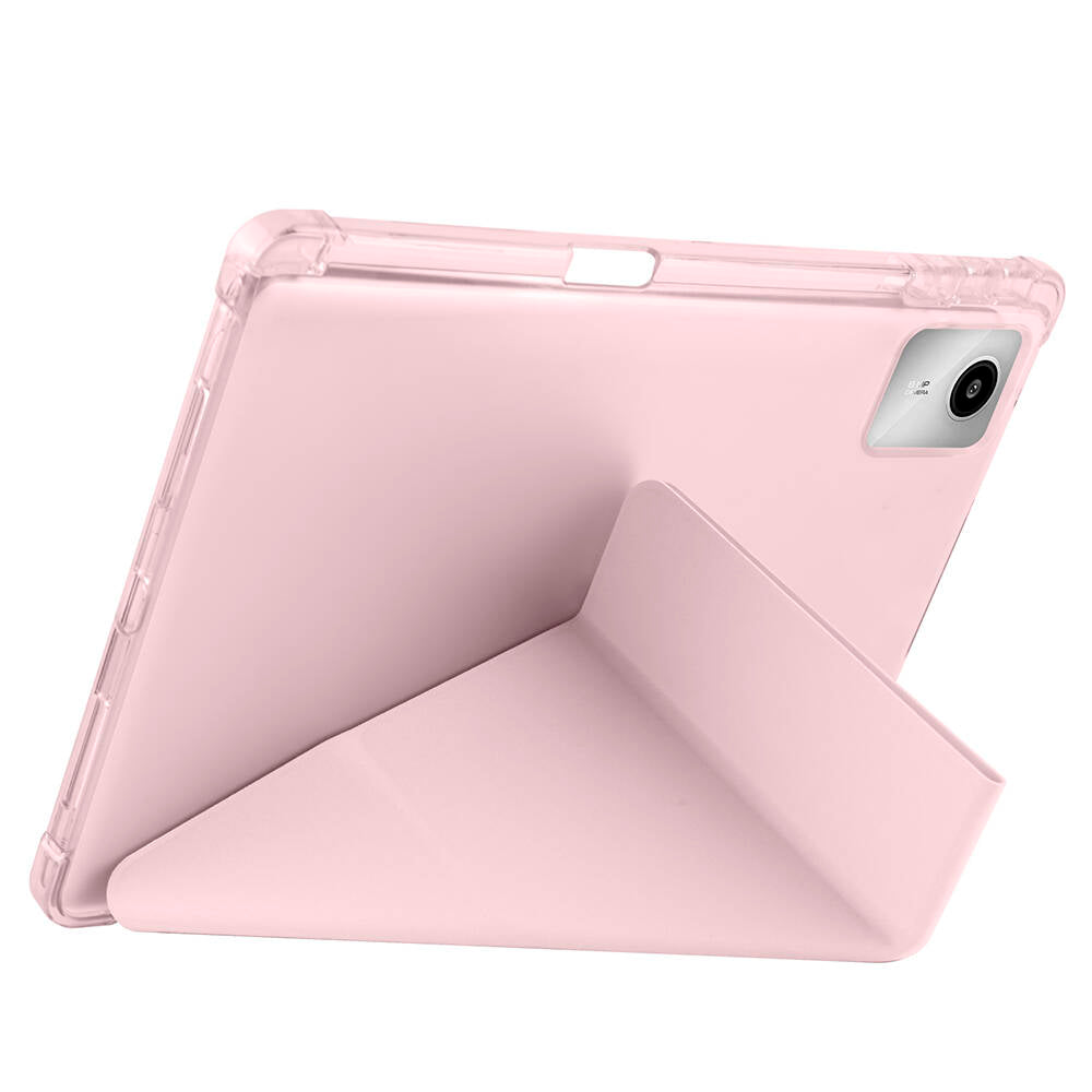 Lenovo M11 TB-330FU Case Zore Tri Folding Stand Case with Pen Compartment Rose Gold 