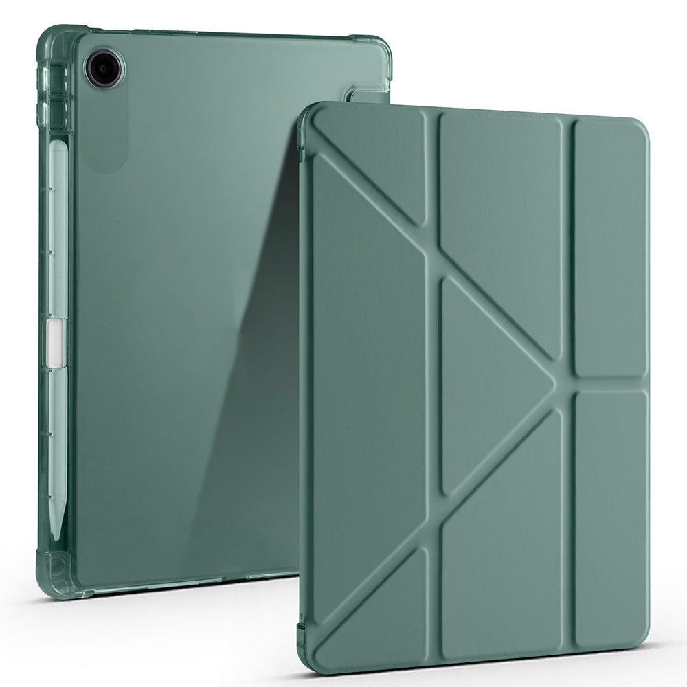 Lenovo Tab TB-311FU Case Zore Tri Folding Stand Case with Pen Compartment Dark Green