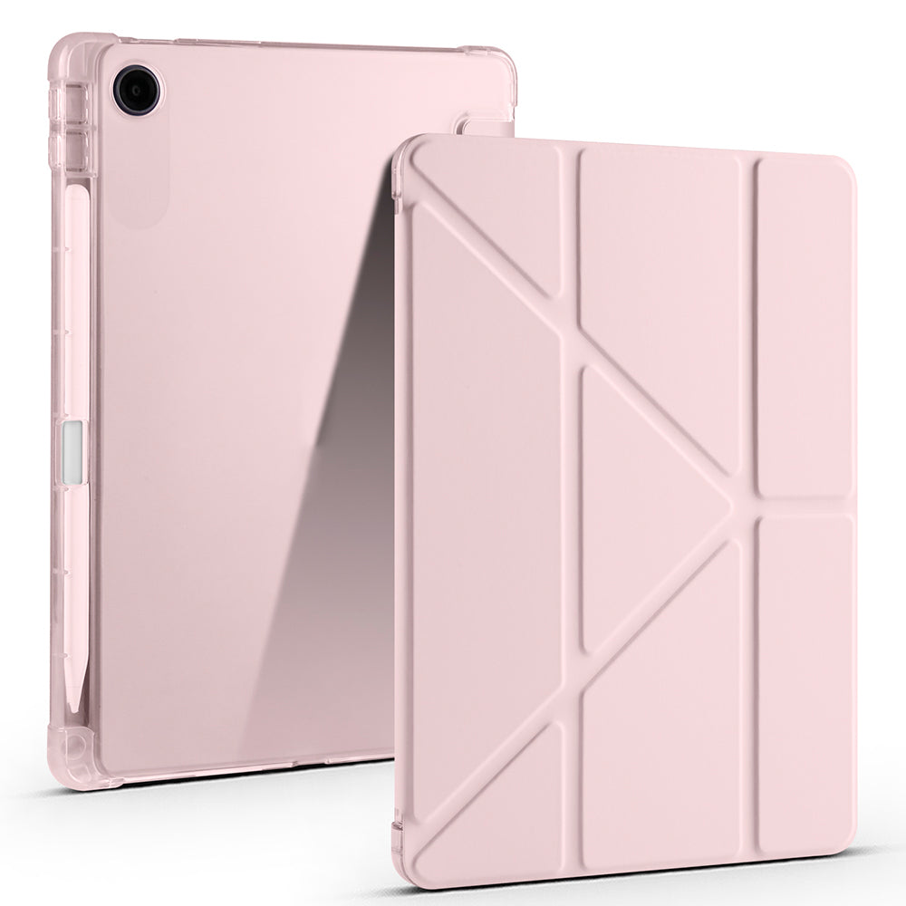 Lenovo Tab TB-311FU Case Zore Tri Folding Stand Case with Pen Compartment Rose Gold