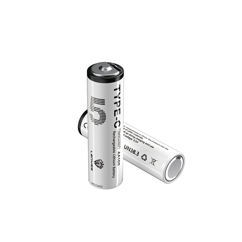 Lenyes AA105 Type-C Şarj Portlu Şarj Edilebilir AA Lityum-ion Pil 2800mWh 1.5V 2 Adet Beyaz