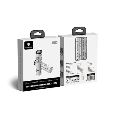 Lenyes AA105 Type-C Şarj Portlu Şarj Edilebilir AA Lityum-ion Pil 2800mWh 1.5V 2 Adet Beyaz