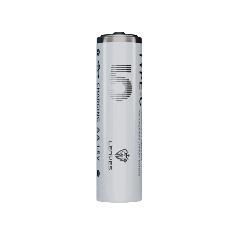 Lenyes AA105 Type-C Şarj Portlu Şarj Edilebilir AA Lityum-ion Pil 2800mWh 1.5V 2 Adet Beyaz
