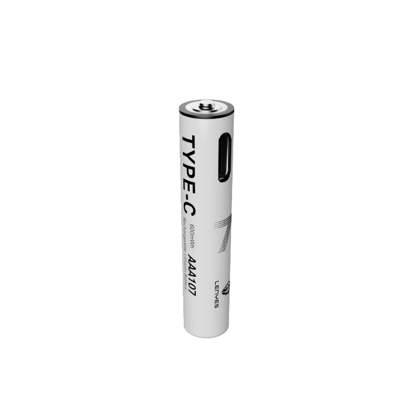 Lenyes AAA107 Type-C Şarj Portlu Şarj Edilebilir AAA Lityum-ion Pil 600mWh 1.5V 2 Adet Beyaz