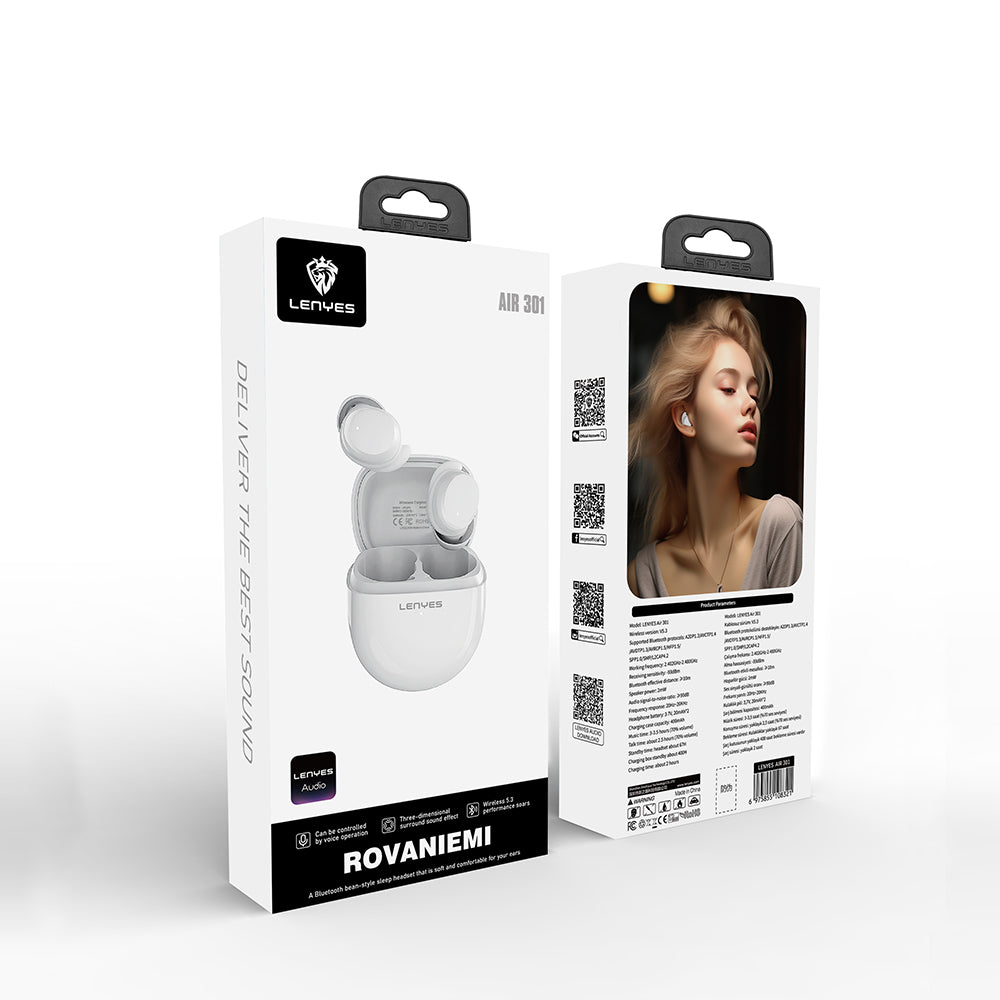 Lenyes Air 301 ACS Panoramic Surround Sound Kulak İçi Bluetooth v5.3 Kulaklık Beyaz