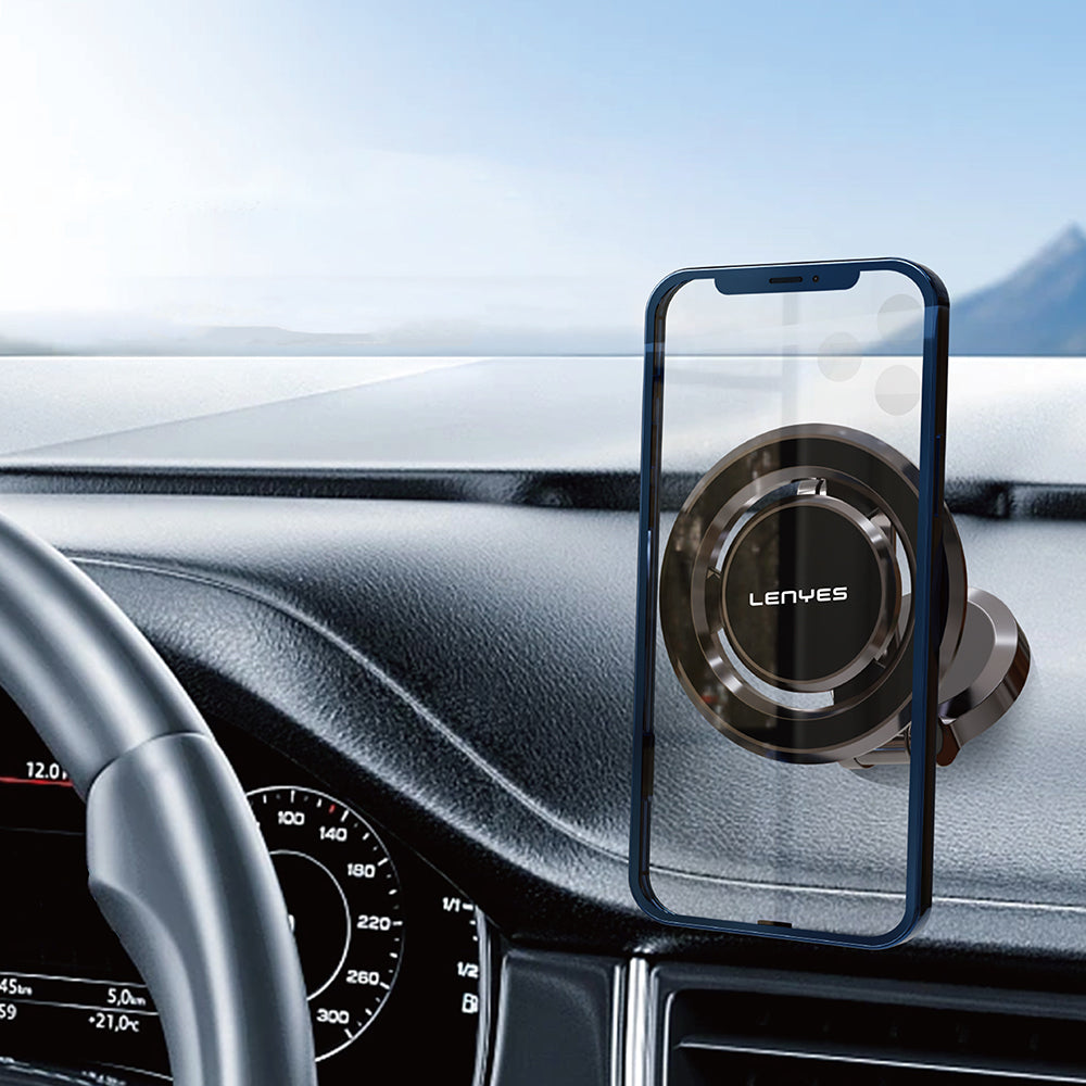 Lenyes CR160 Magnetik M-safe 360° Oynar Başlıklı Araç İçi Telefon Tutucu Siyah
