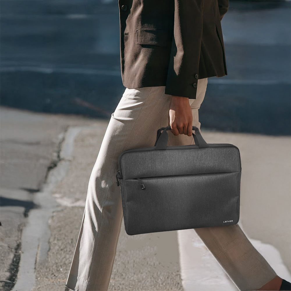 Lenyes LB509 Cleo Protect Pro Serisi Darbe Emici Su Geçirmez Polyester Kumaş 15.6 inç Laptop Çantası Siyah