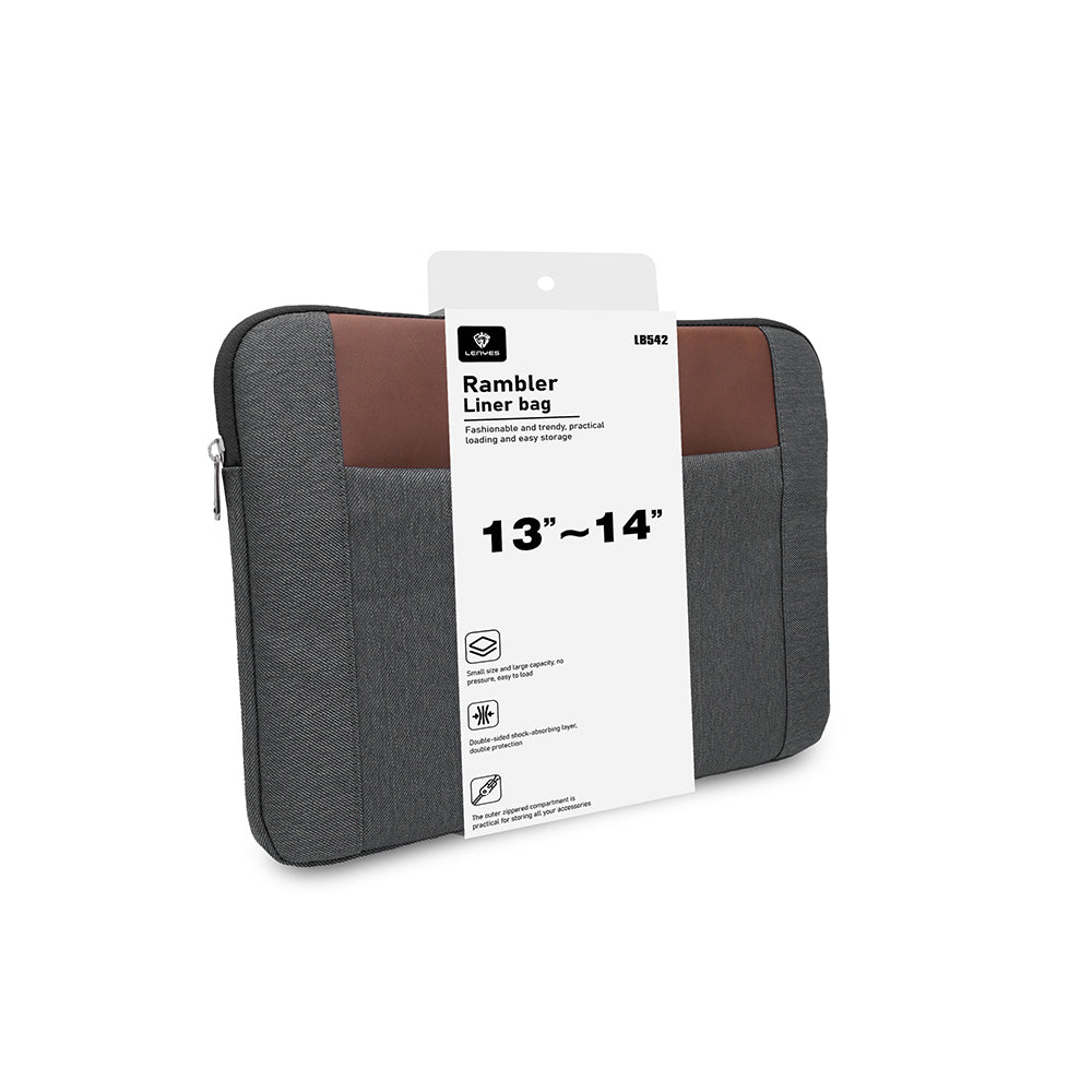 Lenyes LB542 Rambler Serisi Su Geçirmez Polyester Kumaş 13-14 inç Laptop Çantası Gri