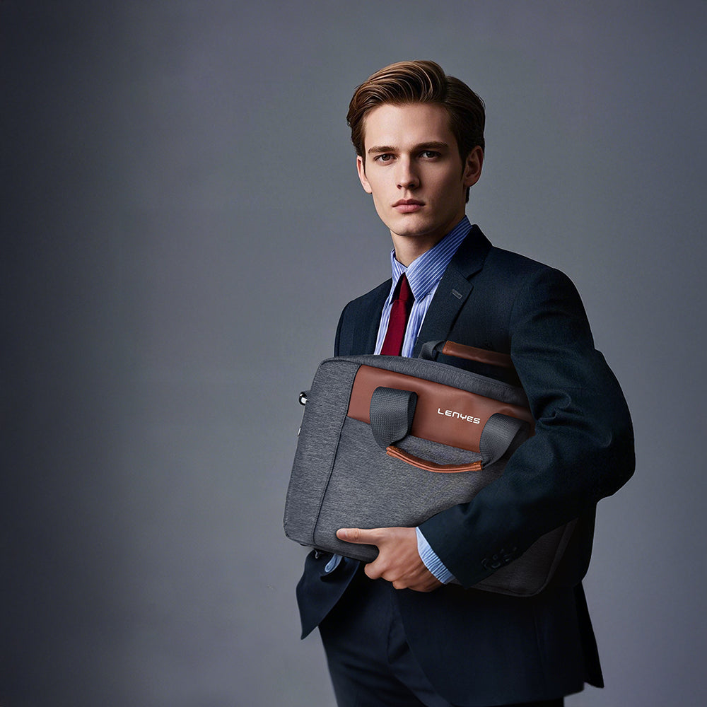 Lenyes LB543 Su Geçirmez Polyester Kumaş Çıkarılabilir Omuz Askılı 13-14 inç Laptop Çantası Gri