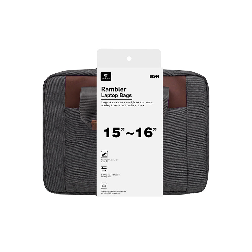 Lenyes LB544 Rambler Serisi Polyester Kumaş 15-16 inç Su Geçirmez Laptop Çantası Gri
