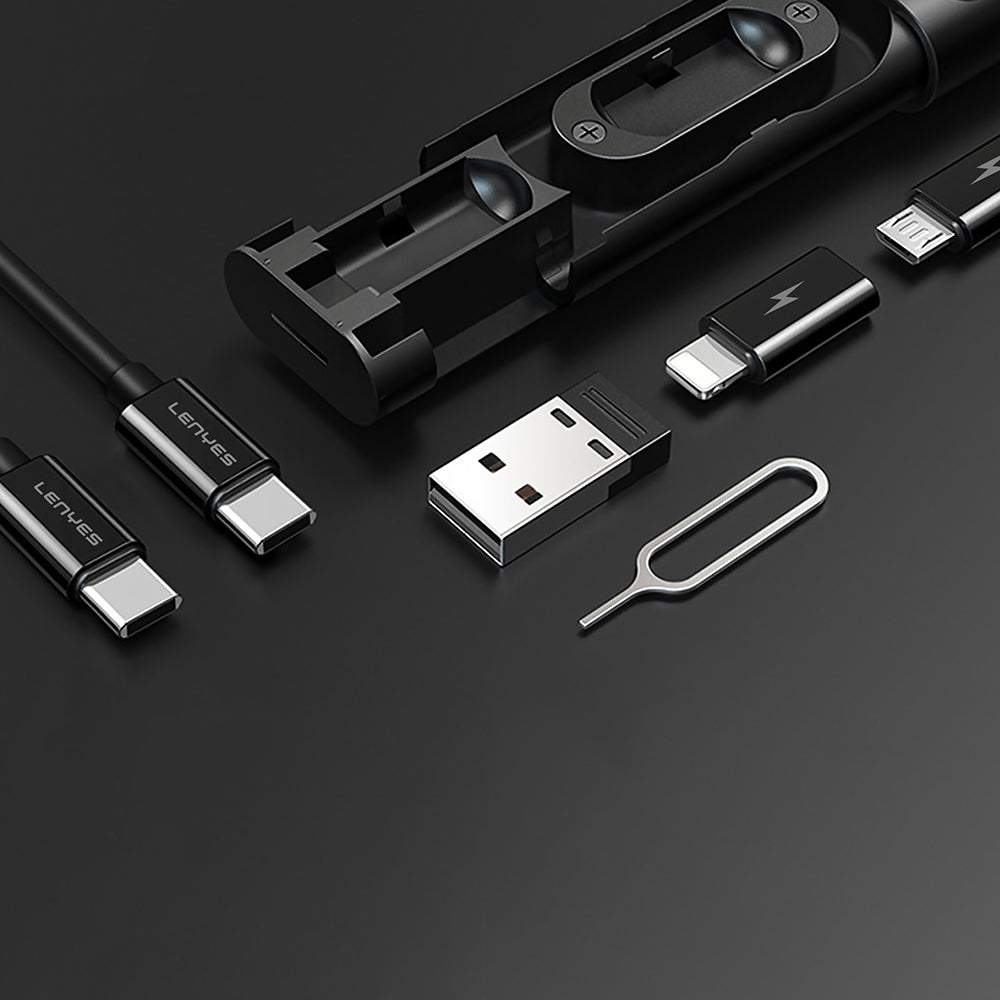Lenyes LB605 5in1 Type-C to Type-C Kablolu 60W Çevirici Adaptör Seti Saklama Kutusu Siyah