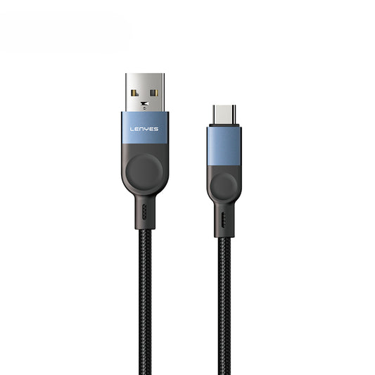 Lenyes LC514 USB-A to Type-C Hızlı Şarj Özellikli Örgülü Data ve Şarj Kablosu 15W 1M Siyah