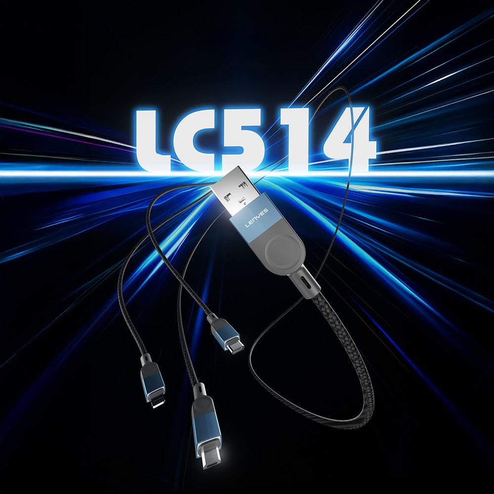 Lenyes LC514 USB-A to Type-C Hızlı Şarj Özellikli Örgülü Data ve Şarj Kablosu 15W 1M Siyah