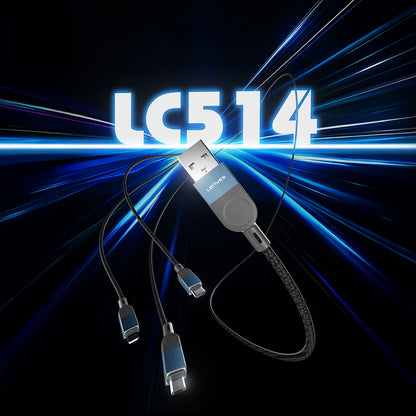 Lenyes LC514 USB-A to Type-C Hızlı Şarj Özellikli Örgülü Data ve Şarj Kablosu 15W 1M Siyah