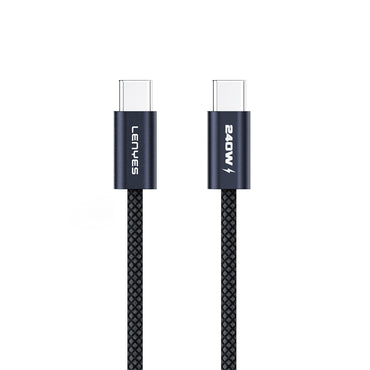 Lenyes LC522 Type-C to Type-C Hızlı Şarj Özellikli Data ve Şarj Kablosu 240W 1.2M Siyah