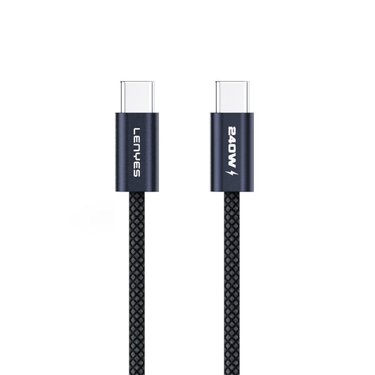 Lenyes LC522 Type-C to Type-C Hızlı Şarj Özellikli Data ve Şarj Kablosu 240W 1.2M Siyah