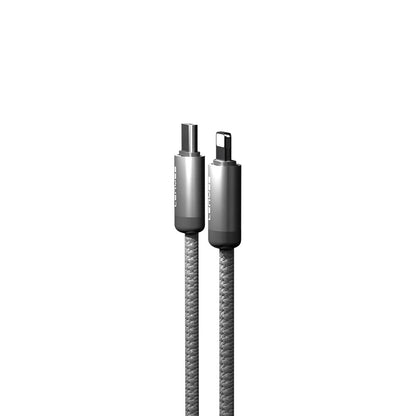 Lenyes LC527 Spiral Magnetik Örgülü Tasarım Type-C to Lightning Hızlı Şarj Özellikli Data ve Şarj Kablosu 27W 1M Gri