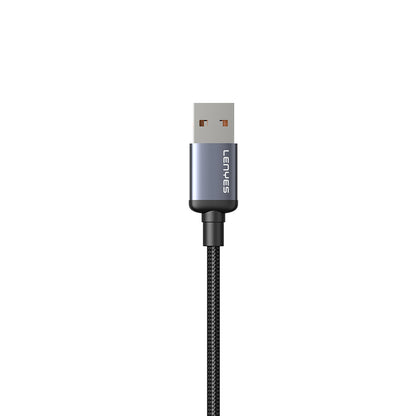 Lenyes LC529 USB-A to Type-C LED Dijital Göstergeli Hızlı Şarj Özellikli Data ve Şarj Kablosu 66W 1M Siyah