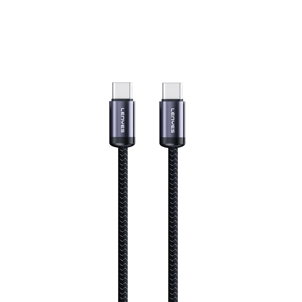 Lenyes LC537 Type-C to Type-C Hızlı Şarj Özellikli Örgülü Data ve Şarj Kablosu 60W 1M Siyah