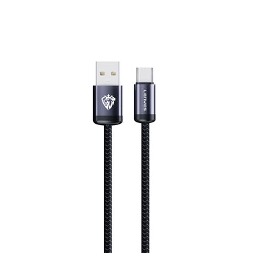 Lenyes LC537 USB-A to Micro Hızlı Şarj Özellikli Örgülü Data ve Şarj Kablosu 10W 1M Siyah