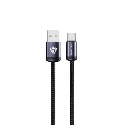 Lenyes LC537 USB-A to Micro Hızlı Şarj Özellikli Örgülü Data ve Şarj Kablosu 10W 1M Siyah