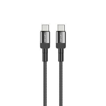 Lenyes LC546 Type-C to Type-C Örgü Tasarımlı Hızlı Şarj Özellikli Data ve Şarj Kablosu 60W 1M Siyah