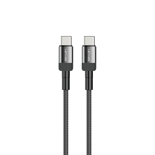 Lenyes LC546 Type-C to Type-C Örgü Tasarımlı Hızlı Şarj Özellikli Data ve Şarj Kablosu 60W 1M Siyah
