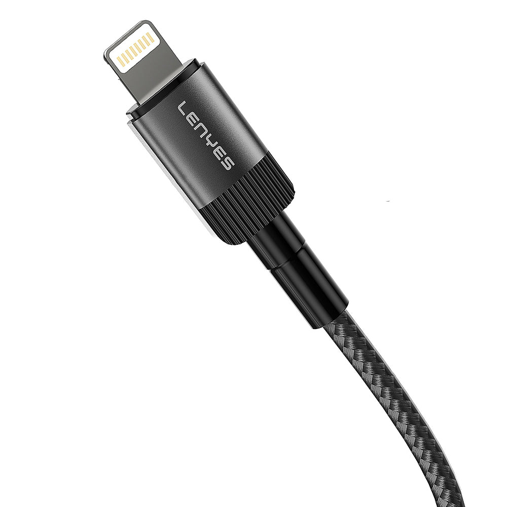 Lenyes LC546 USB-A to Lightning Örgü Tasarımlı Hızlı Şarj Özellikli Data ve Şarj Kablosu 12W 1M Siyah
