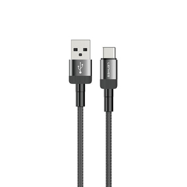 Lenyes LC546 USB-A to Type-C Örgü Tasarımlı Hızlı Şarj Özellikli Data ve Şarj Kablosu 12W 1M Siyah